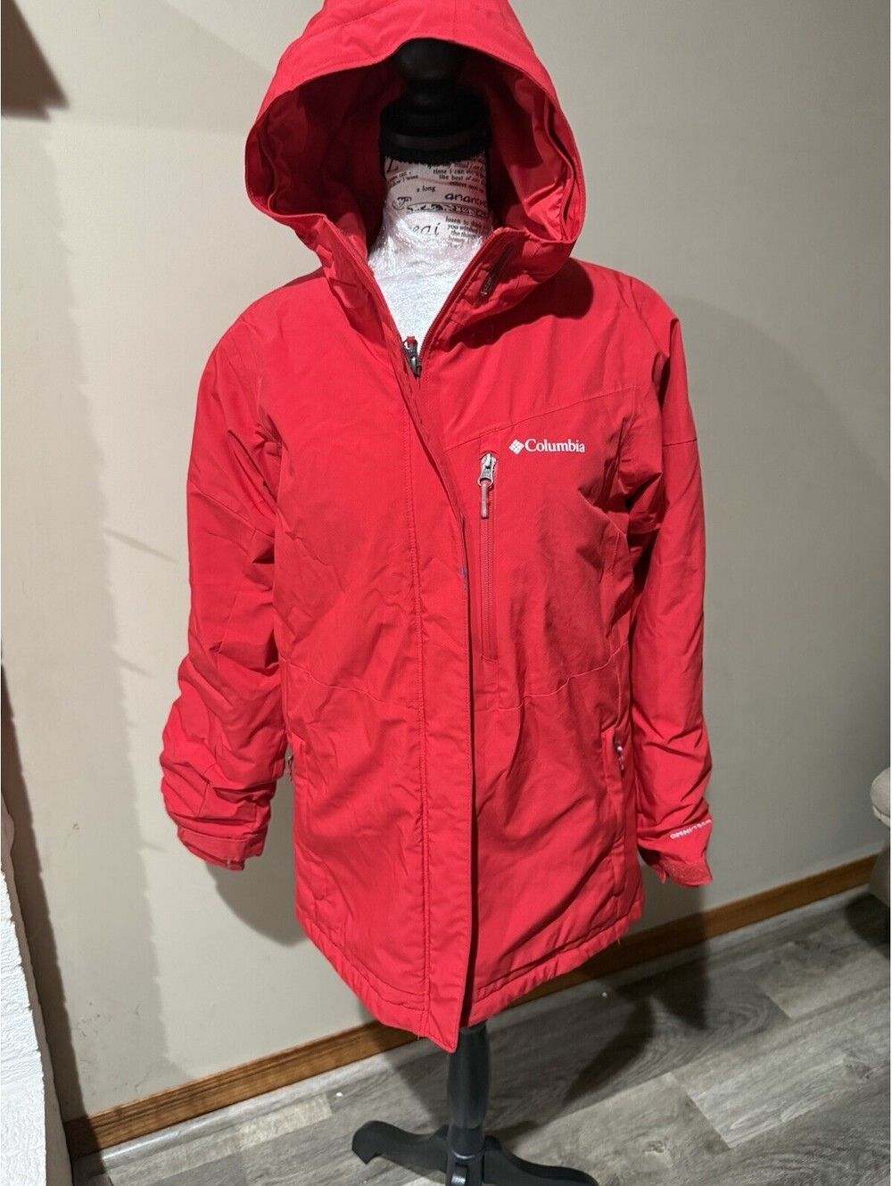 Columbia youth Omni-Tech Hooded Full Zip Rain Coat Jacket Red Solid Size XL